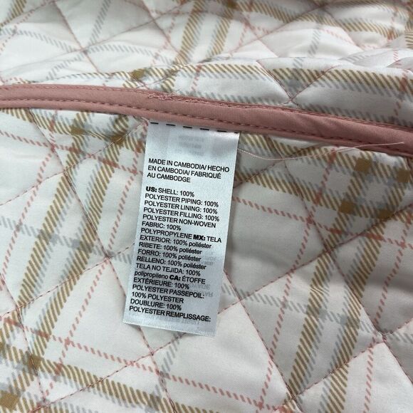 New Chicos Quilted Barn Jacket Sz 2 L Pink Chore Country Heritage Preppy - Picture 15 of 16